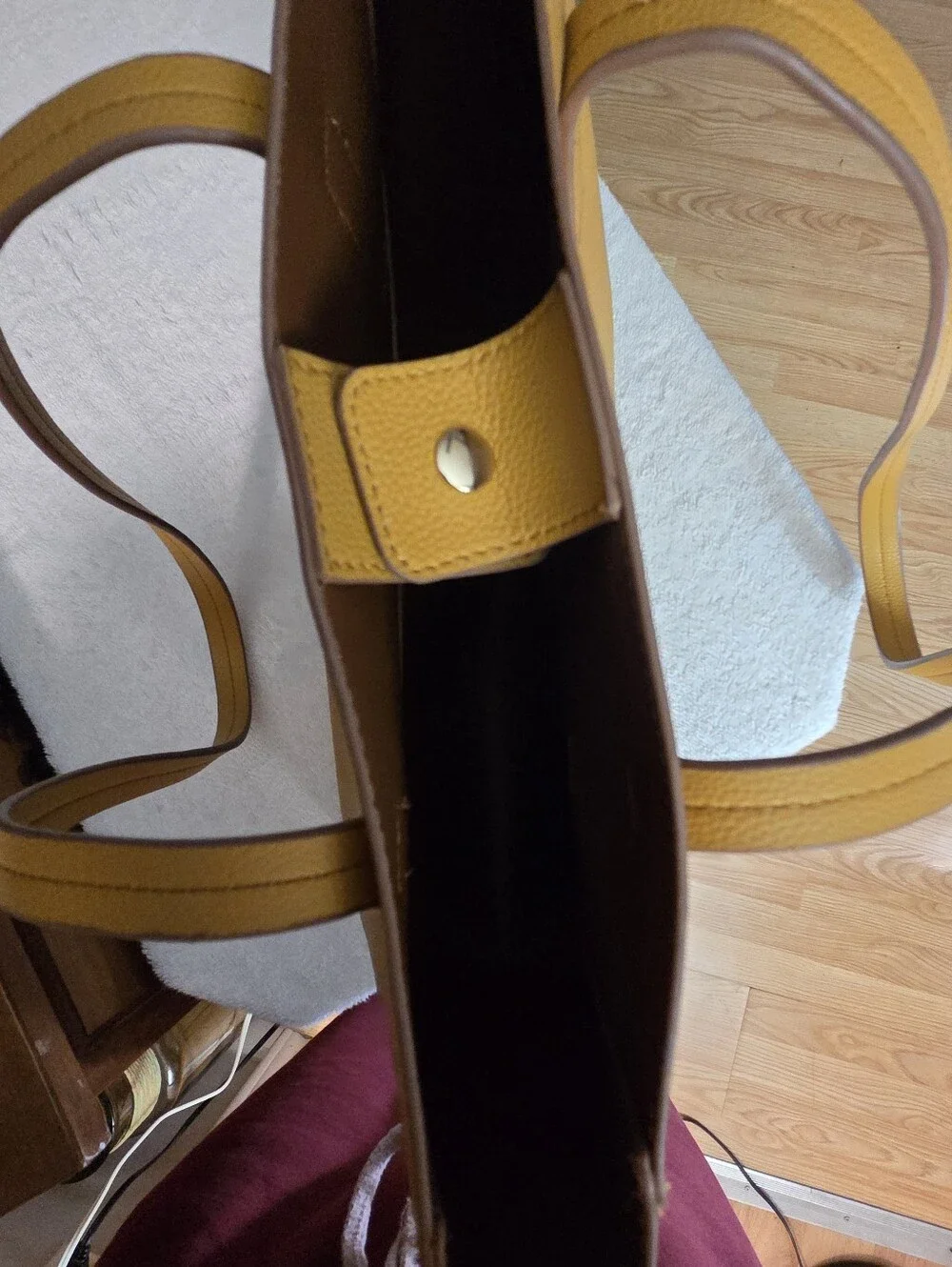 Tommy Bahama Mustard Yellow Faux Leather Tote Bag